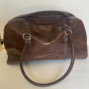 Bath & Body Works  Brown Large Faux Alligator Overnight Travel Bag
